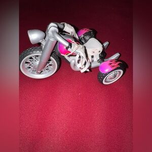 Vintage 2004 Pink & Silver Bratz Babyz Toy Motor Bike with Flame Accents